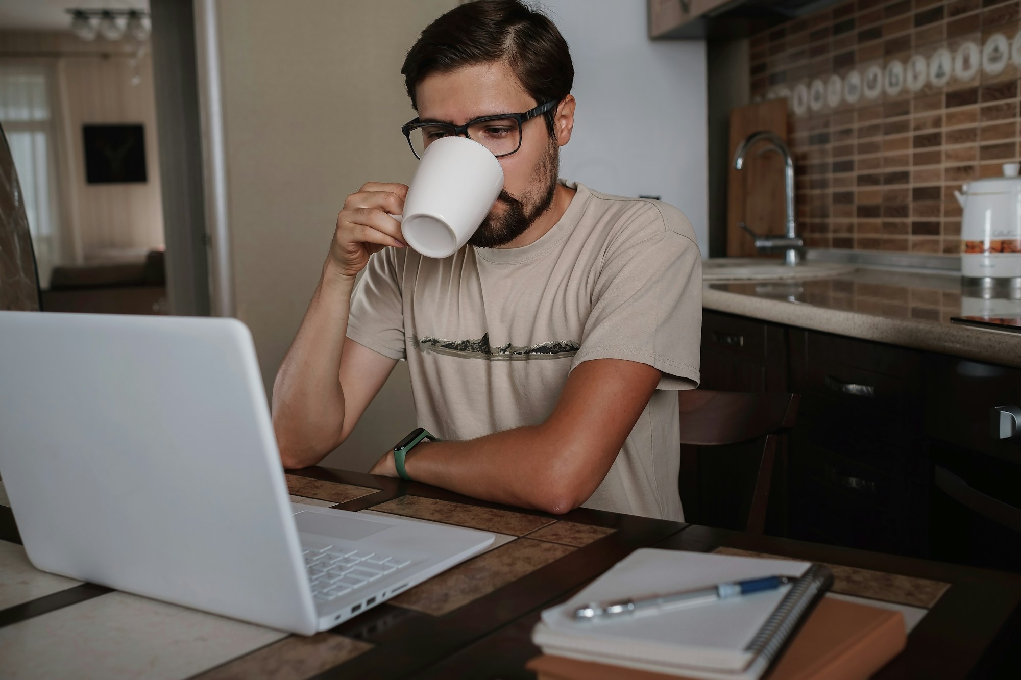 man drinking coffee