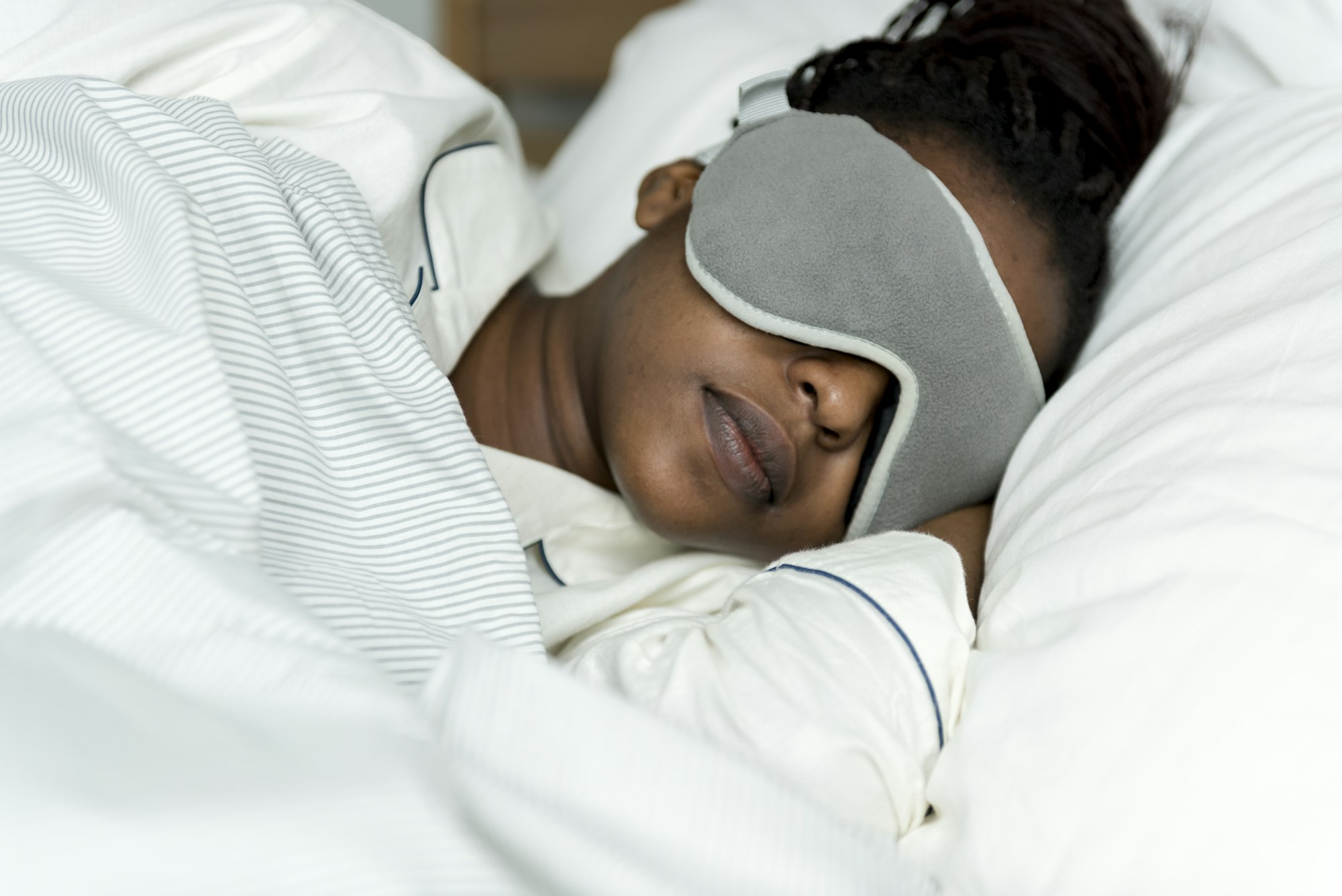 woman with sleep mask on